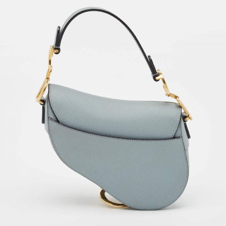 Pre Owned Dior Blue Leather Mini Saddle Bag