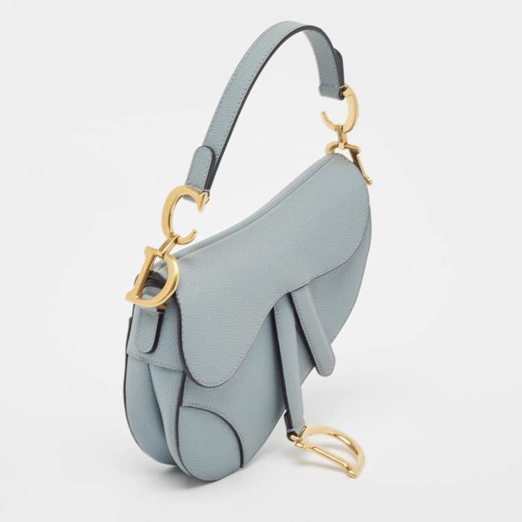 Pre Owned Dior Blue Leather Mini Saddle Bag