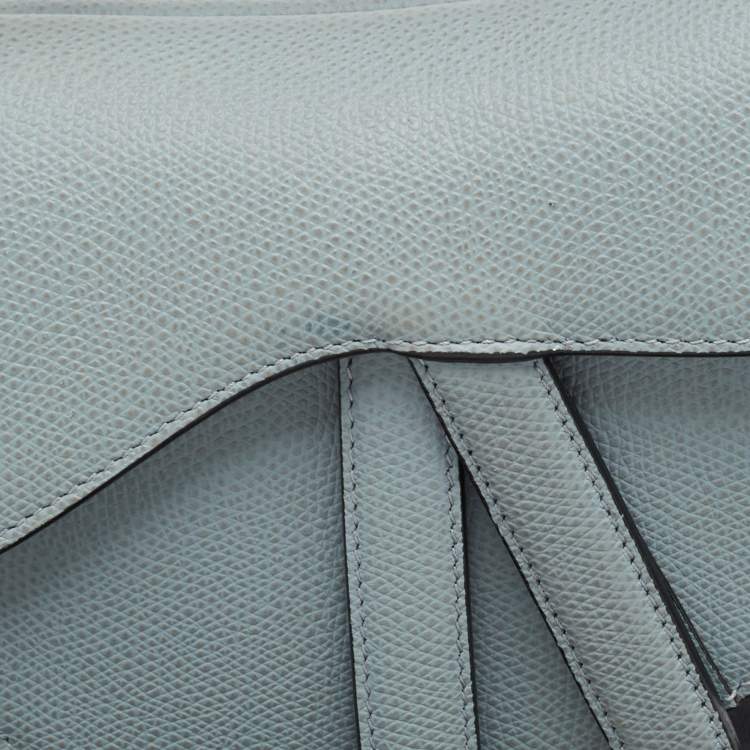 Pre Owned Dior Blue Leather Mini Saddle Bag
