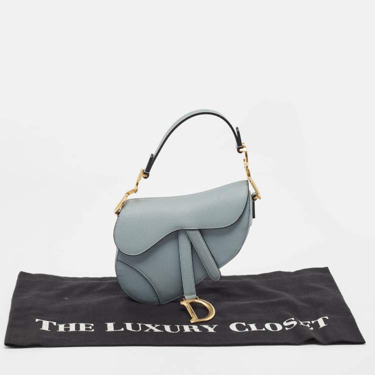 Pre Owned Dior Blue Leather Mini Saddle Bag