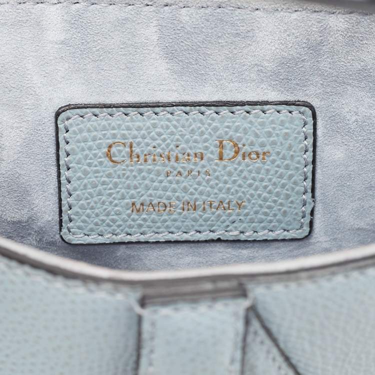 Pre Owned Dior Blue Leather Mini Saddle Bag