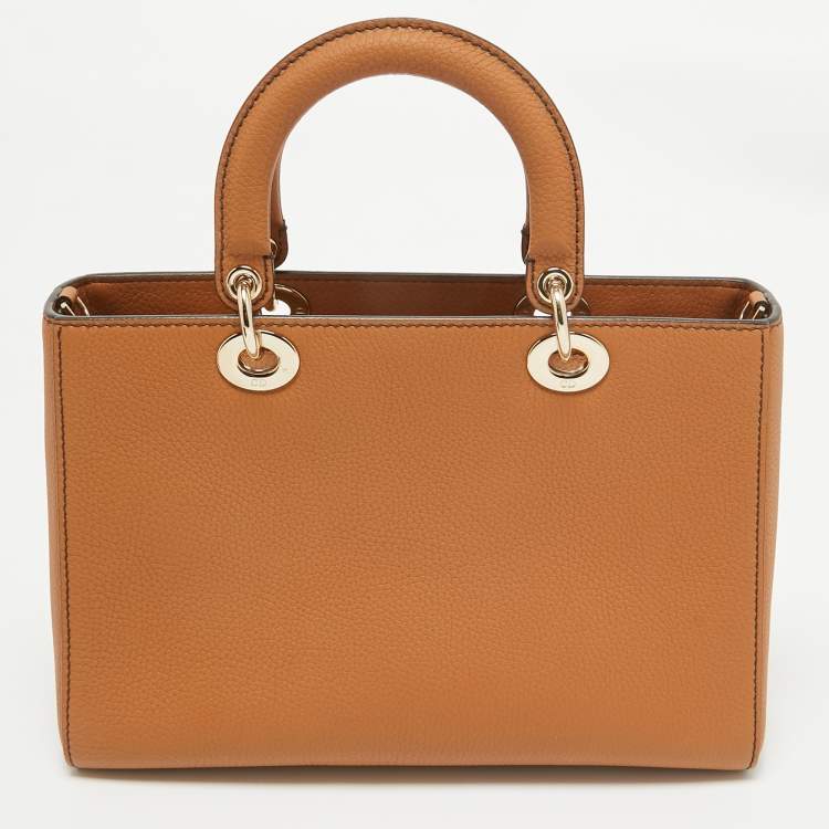 Pre Owned Dior Brandy Leather Medium Lady D-Sire My ABCDior Tote