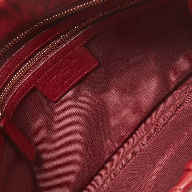 Pre Owned Dior Red Cannage Leather Oversized Rosette Clutch