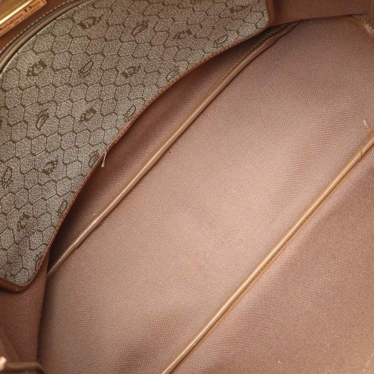 Pre Owned Dior Beige/Brown Honeycomb Coated Canvas and Leather Vintage Tote