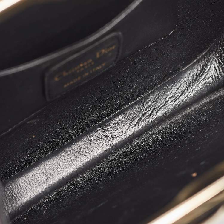 Pre Owned Dior Gold Cannage Metal Frame Clutch