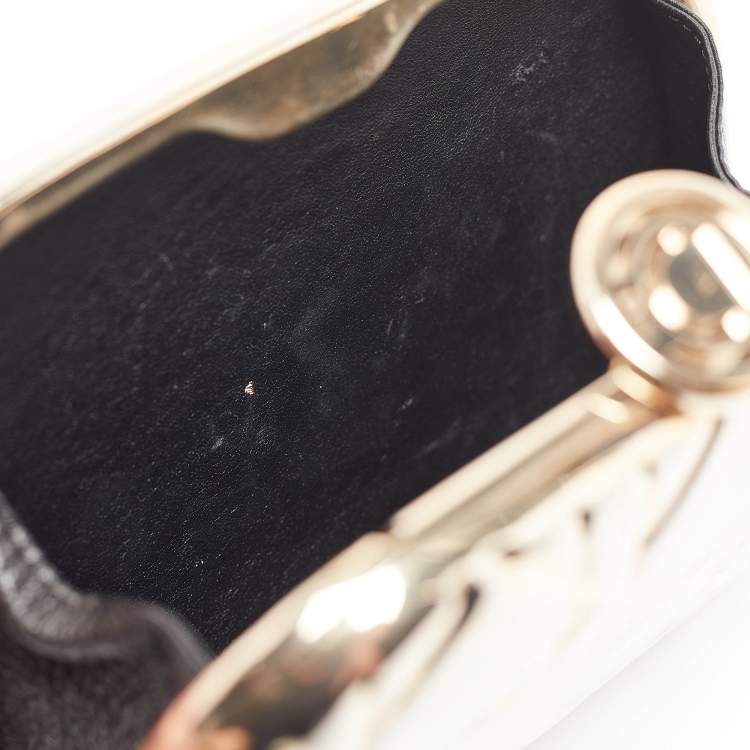 Pre Owned Dior Gold Cannage Metal Frame Clutch