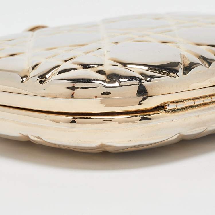 Pre Owned Dior Gold Cannage Metal Frame Clutch