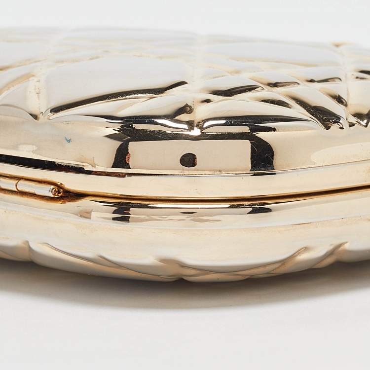 Pre Owned Dior Gold Cannage Metal Frame Clutch