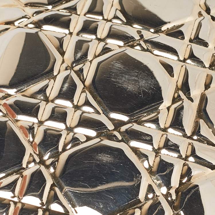 Pre Owned Dior Gold Cannage Metal Frame Clutch