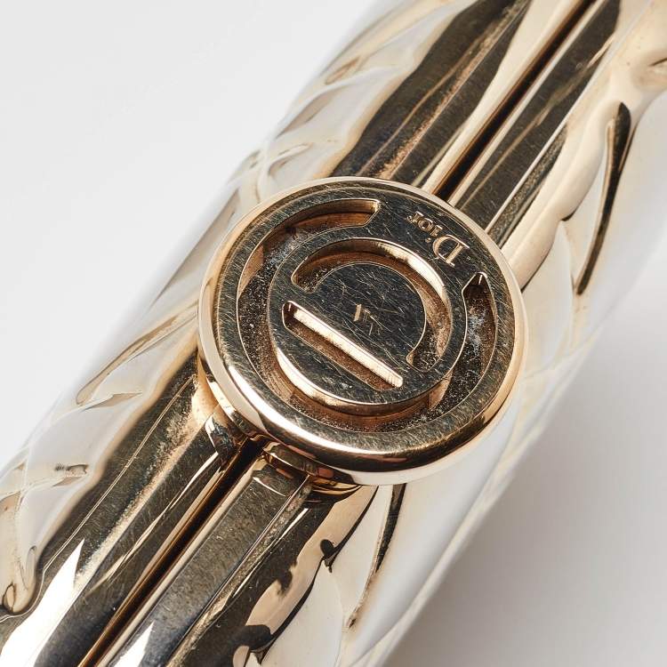 Pre Owned Dior Gold Cannage Metal Frame Clutch
