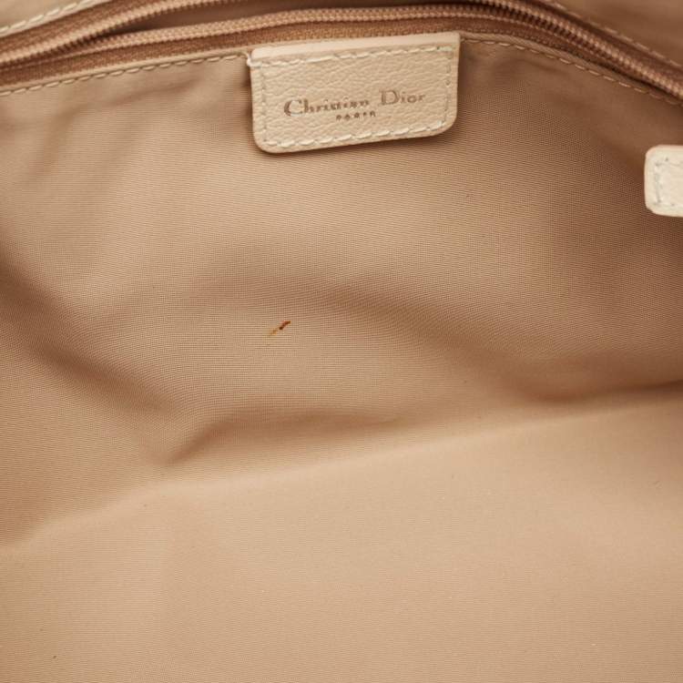 Pre Owned Dior Beige Diorissimo Coated Canvas Flower Embroidered Boston Bag