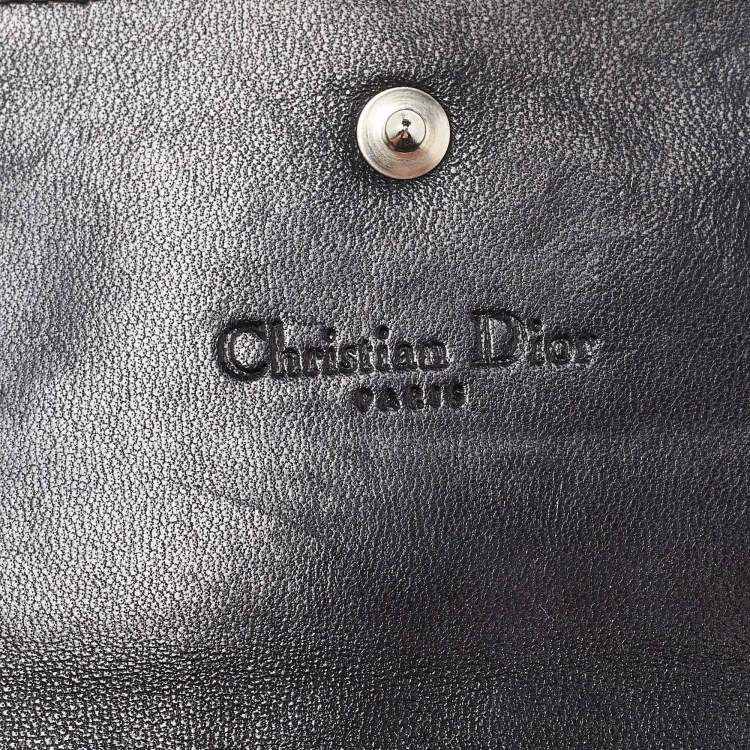 Pre Owned Dior Black Cannage Leather Lady Dior Wallet On Chain