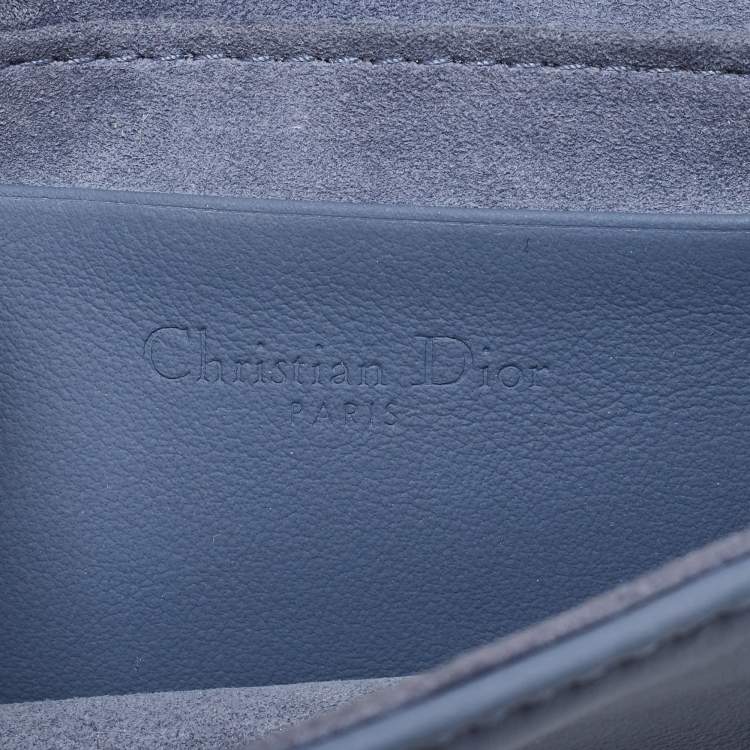 Pre Owned Dior Blue Matte Cannage Leather Wallet on Chain