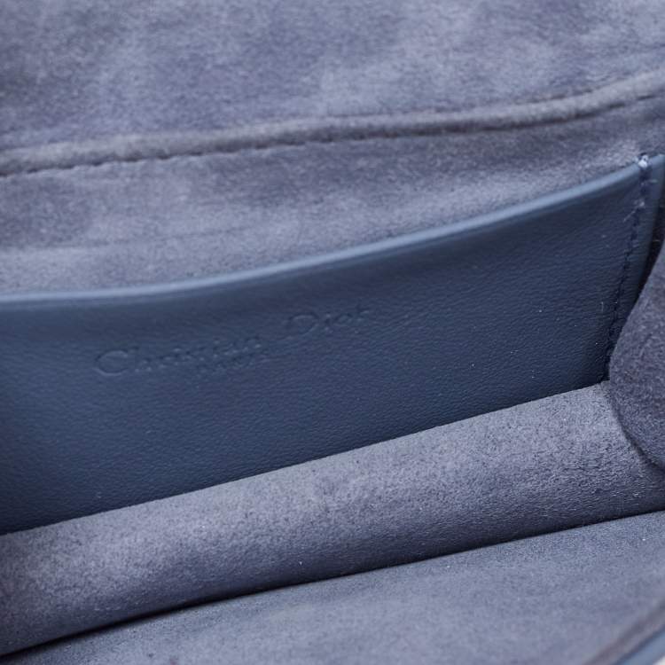 Pre Owned Dior Blue Matte Cannage Leather Wallet on Chain