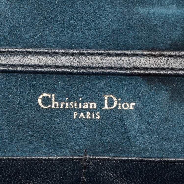 Pre Owned Dior Navy Blue Leather Leather Diorama Wallet On Chain