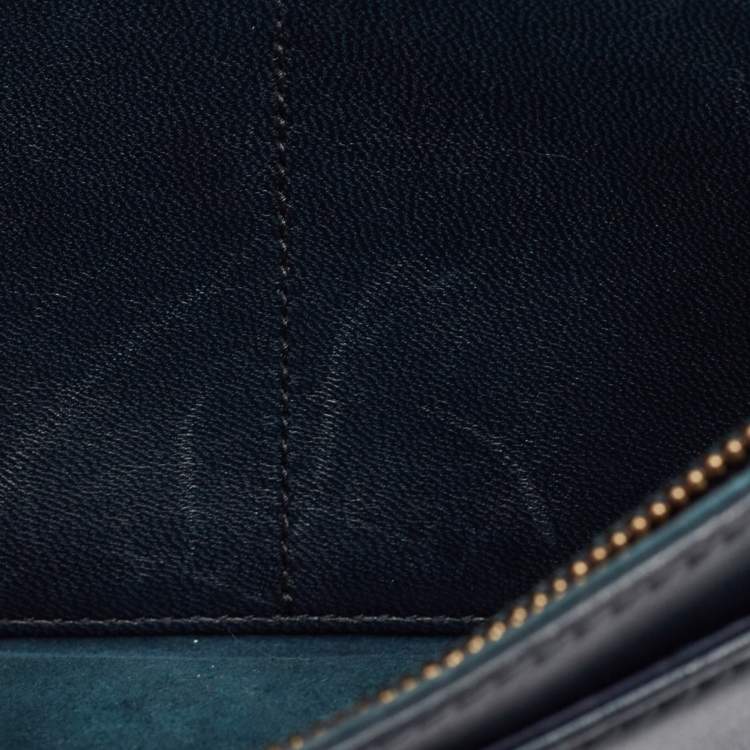 Pre Owned Dior Navy Blue Leather Leather Diorama Wallet On Chain