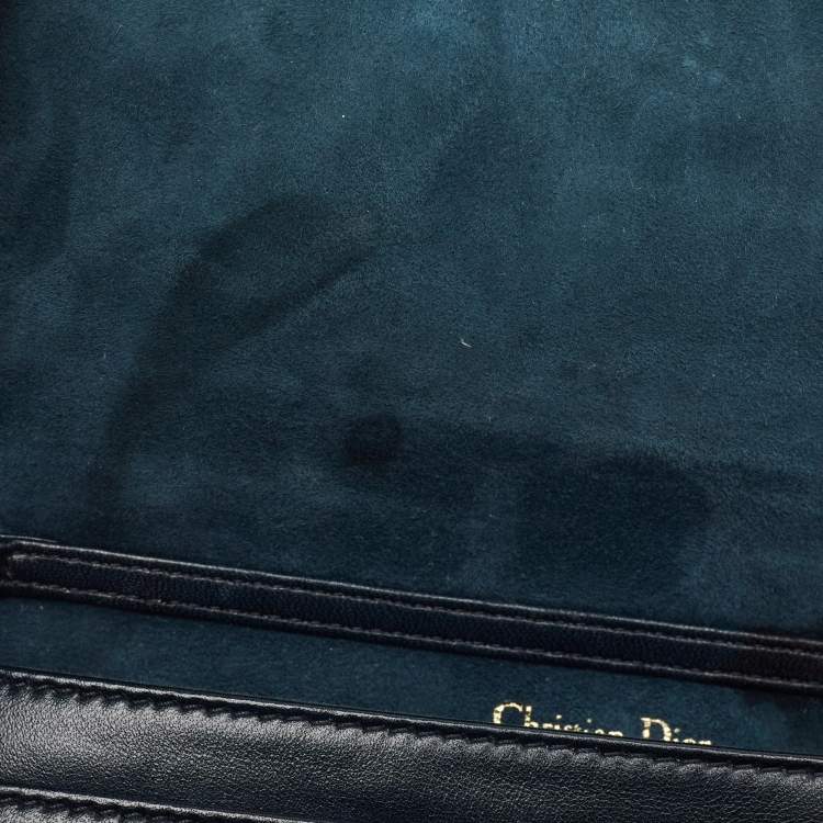 Pre Owned Dior Navy Blue Leather Leather Diorama Wallet On Chain