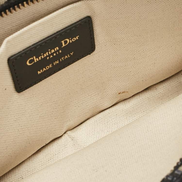 Pre Owned Dior Navy Blue Oblique Canvas and Leather Diorquake Clutch