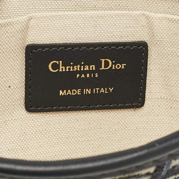 Pre Owned Dior Navy Blue Oblique Canvas and Leather Diorquake Clutch