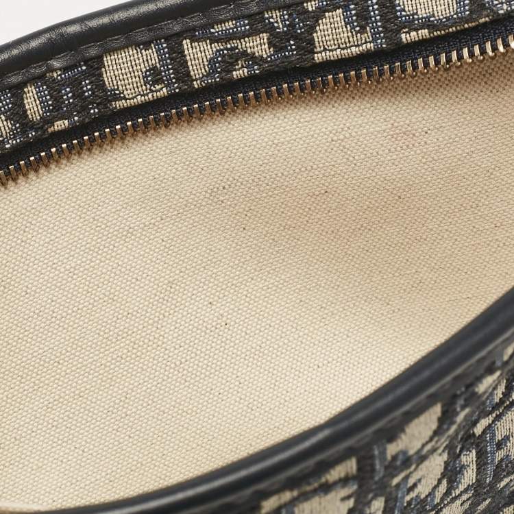 Pre Owned Dior Navy Blue Oblique Canvas and Leather Diorquake Clutch