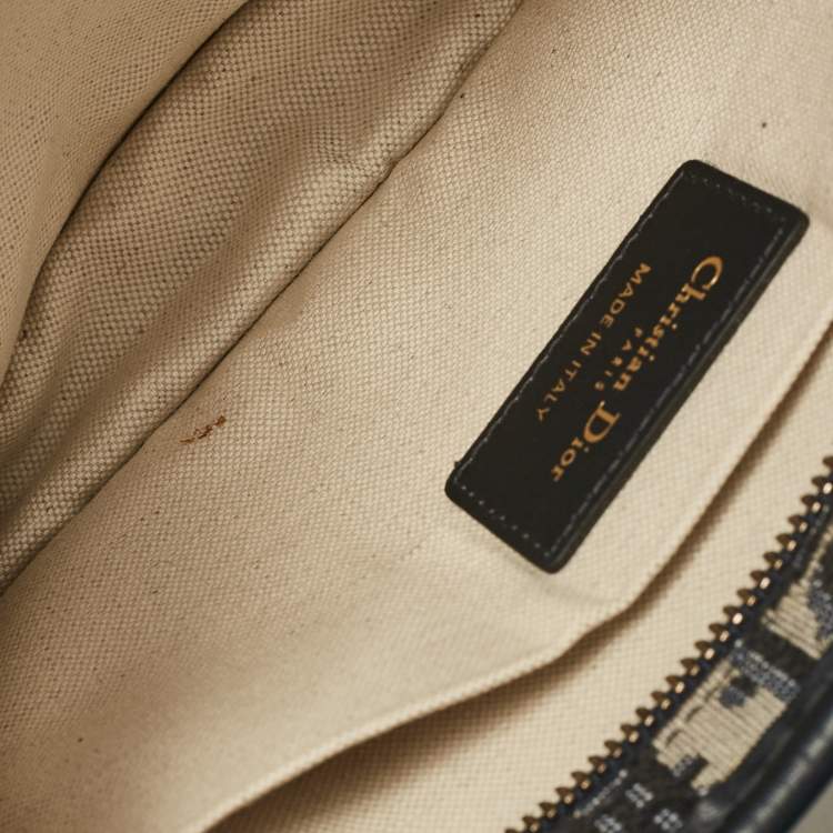 Pre Owned Dior Navy Blue Oblique Canvas and Leather Diorquake Clutch