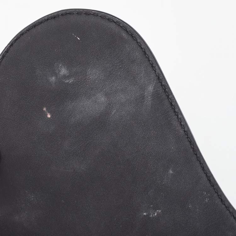 Pre Owned Dior Black Ultramatte Leather Saddle Bag with Strap