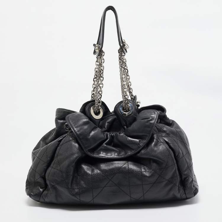 Pre Owned Dior Black Cannage Leather Le Trente Hobo