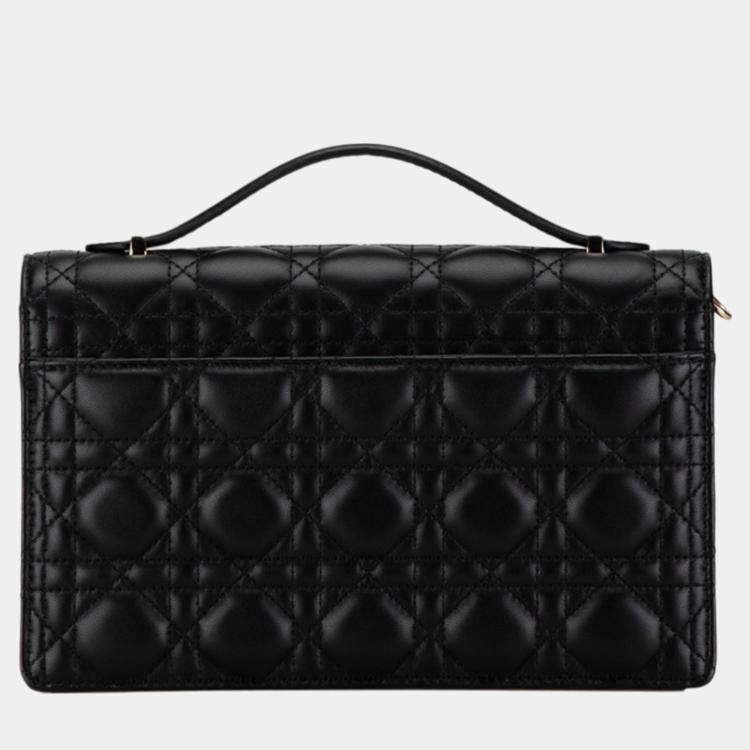 Pre Owned Christian Dior Black Lambskin  Dior Cannage My Bag Handbag