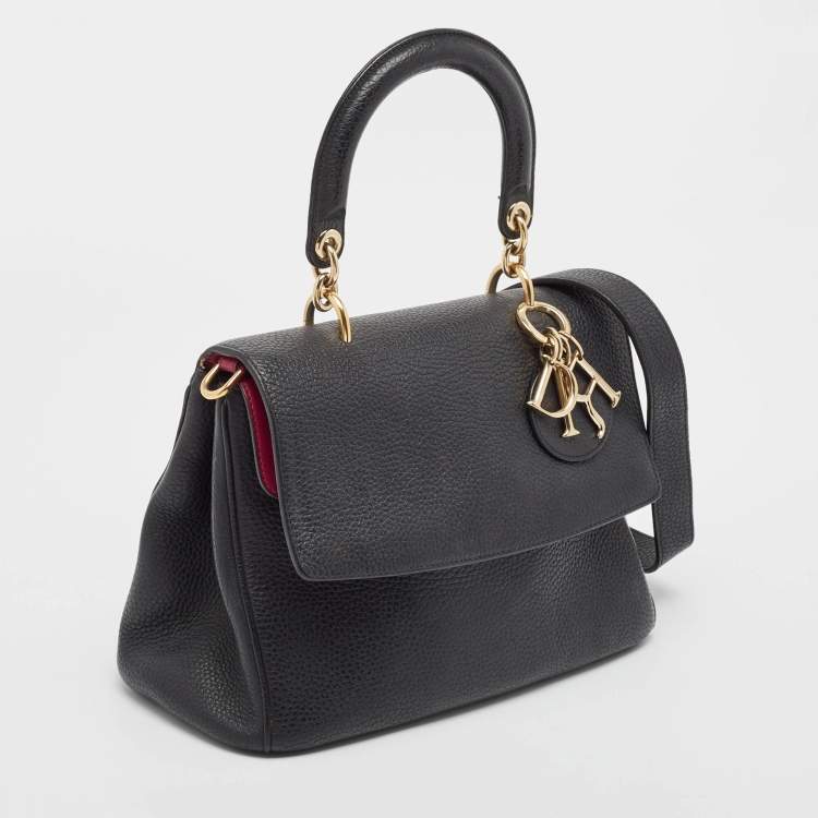 Pre Owned Dior Black Leather Small Be Dior Flap Top Handle Bag