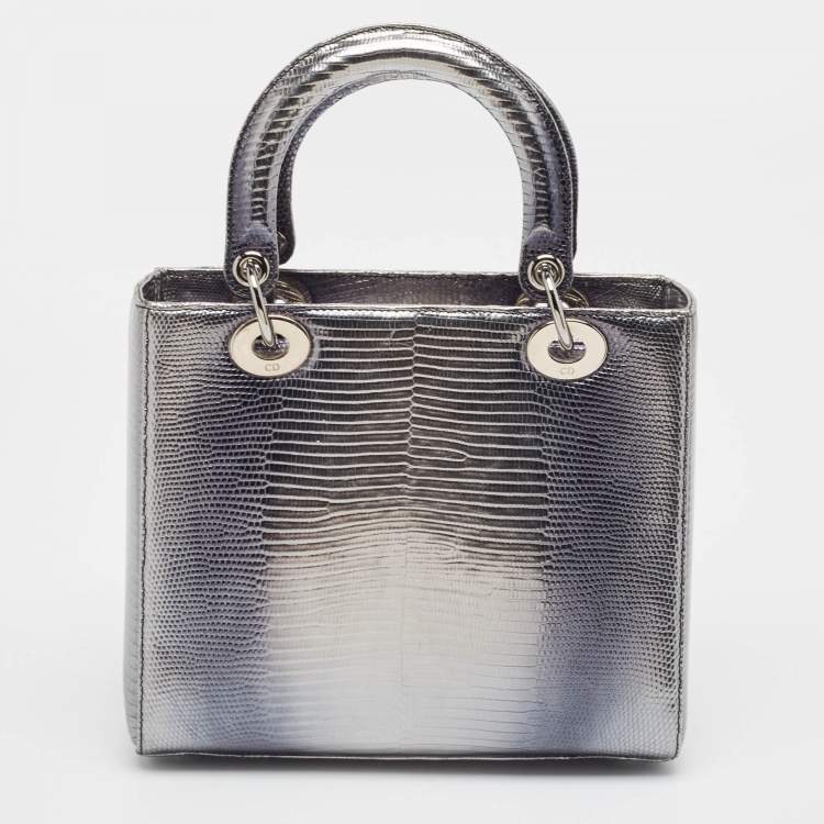 مملوكة مسبقًا Dior Metallic Lizard Medium Lady Dior Tote