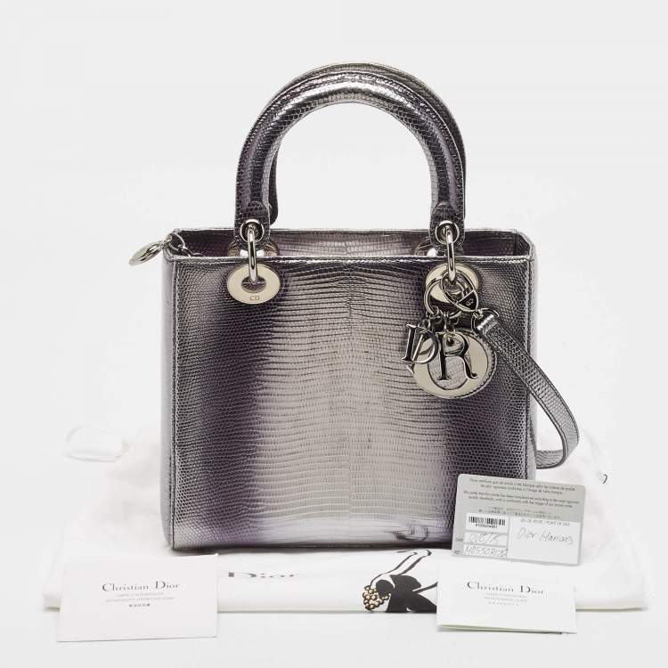 مملوكة مسبقًا Dior Metallic Lizard Medium Lady Dior Tote