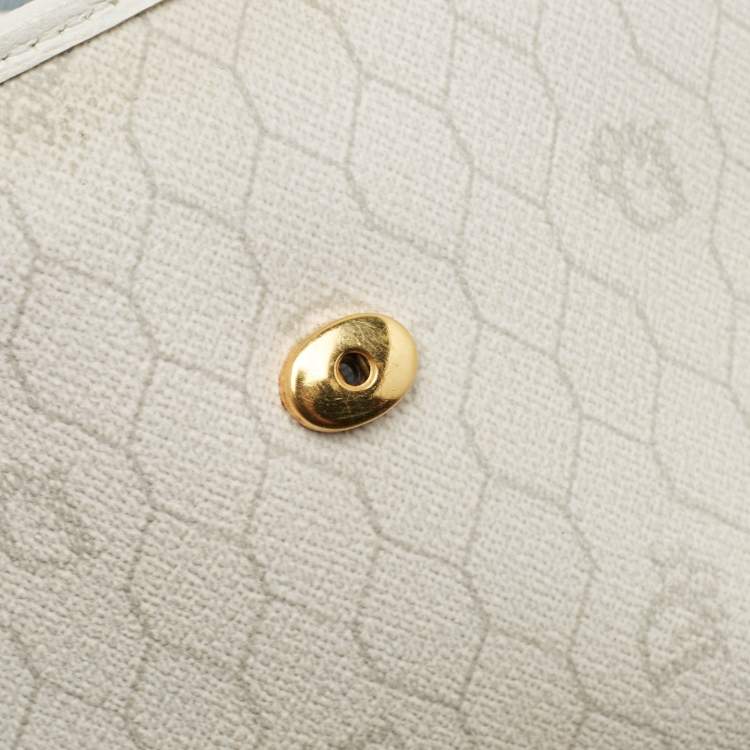 Pre Owned Dior White Honeycomb Monogram Coated Canvas and Leather Chain Clutch