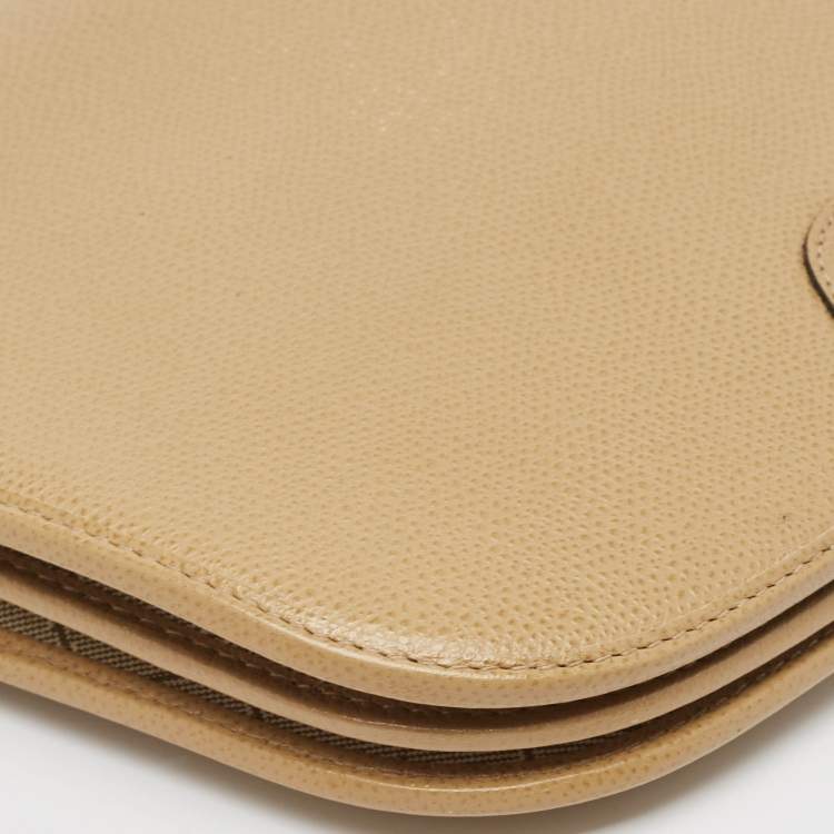Pre Owned Dior Beige Honeycomb Monogram Coated Canvas and Leather Flap Crossbody Bag