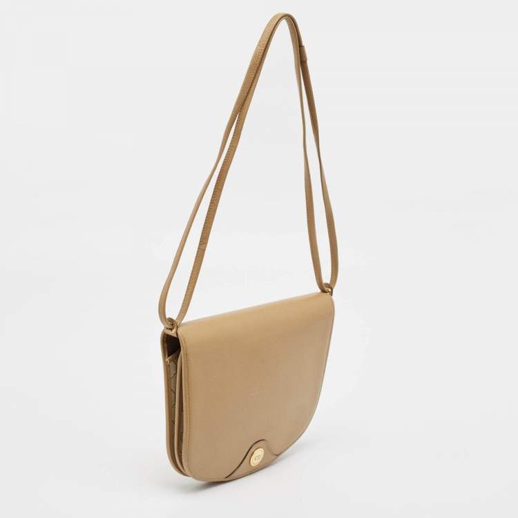 Pre Owned Dior Beige Honeycomb Monogram Coated Canvas and Leather Flap Crossbody Bag