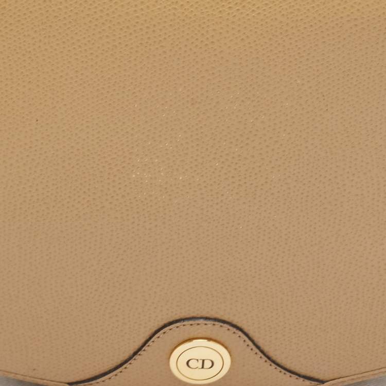 Pre Owned Dior Beige Honeycomb Monogram Coated Canvas and Leather Flap Crossbody Bag