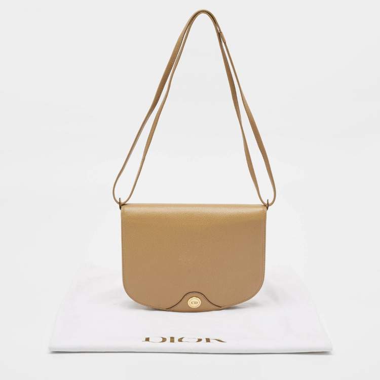 Pre Owned Dior Beige Honeycomb Monogram Coated Canvas and Leather Flap Crossbody Bag