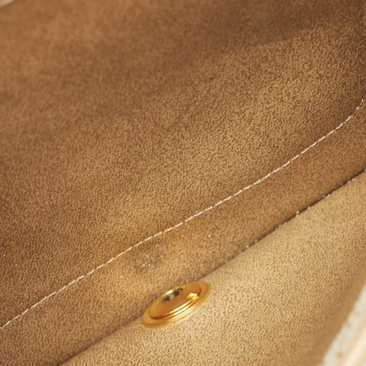 Pre Owned Dior Beige Honeycomb Monogram Coated Canvas and Leather Flap Crossbody Bag