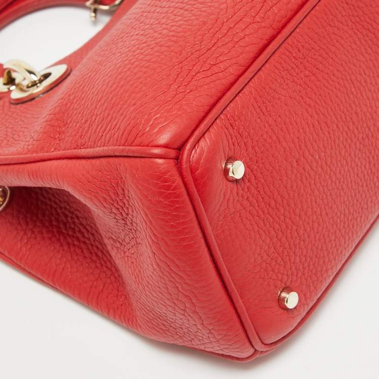 Pre Owned Dior Red Leather Small Diorissimo Tote