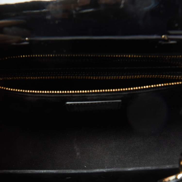 Pre Owned Dior Black Cannage Patent Leather Medium Lady Dior Tote