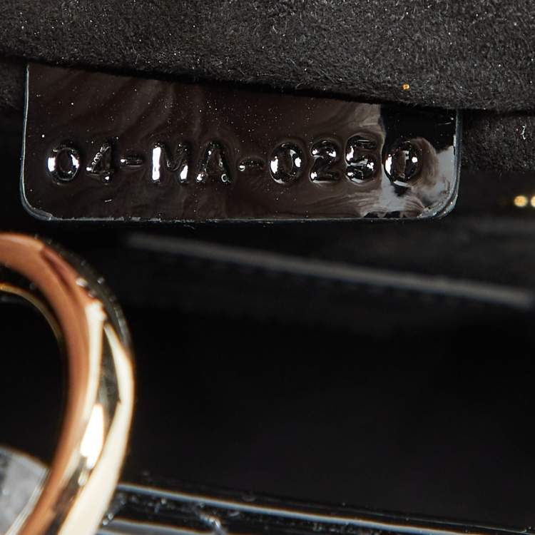 Pre Owned Dior Black Cannage Patent Leather Medium Lady Dior Tote