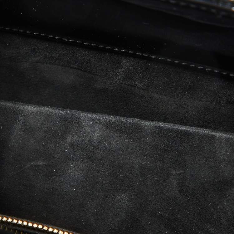 Pre Owned Dior Black Cannage Patent Leather Medium Lady Dior Tote