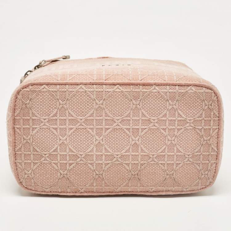 Pre Owned Dior Light Pink Canvas D Lite Vanity Case Bag