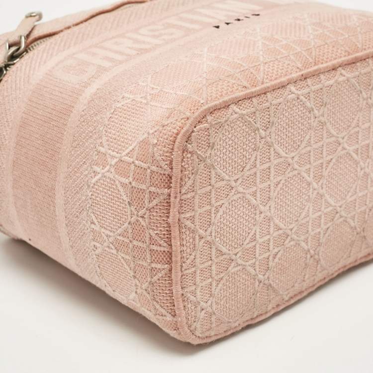 Pre Owned Dior Light Pink Canvas D Lite Vanity Case Bag