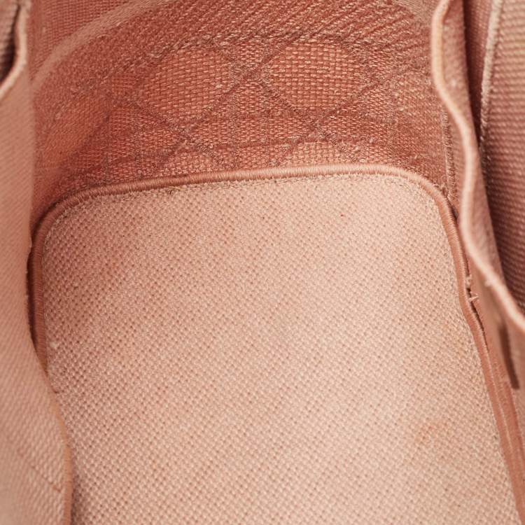 Pre Owned Dior Light Pink Canvas D Lite Vanity Case Bag