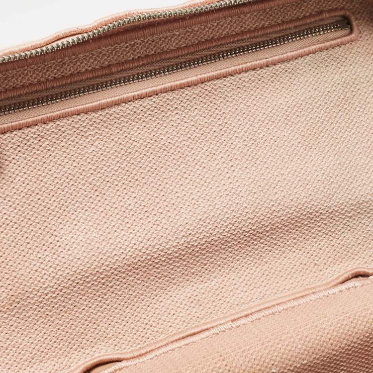 Pre Owned Dior Light Pink Canvas D Lite Vanity Case Bag