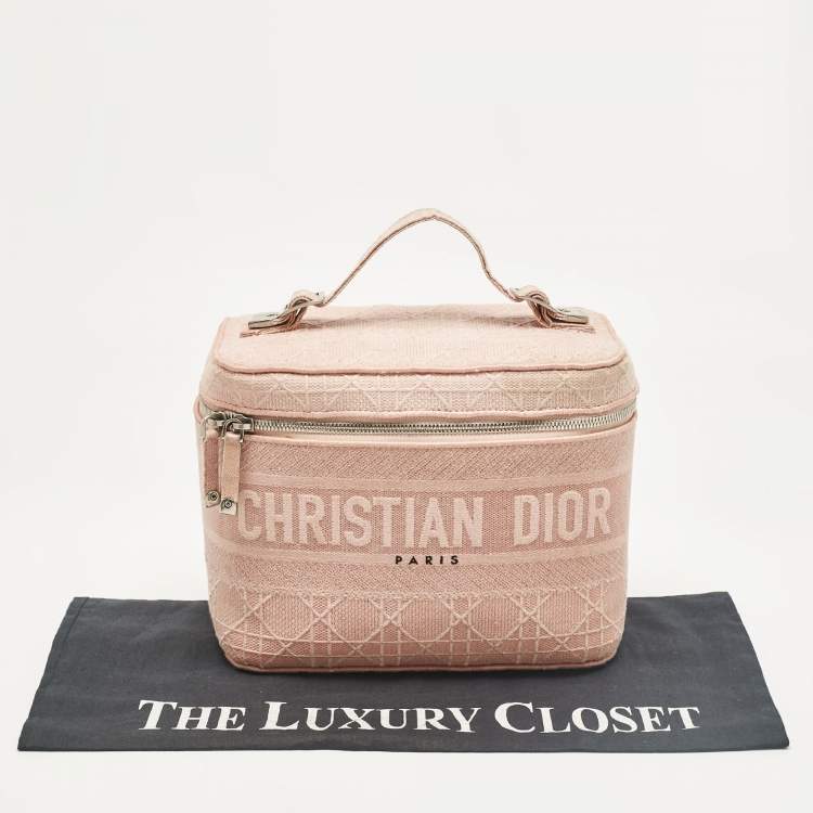 Pre Owned Dior Light Pink Canvas D Lite Vanity Case Bag