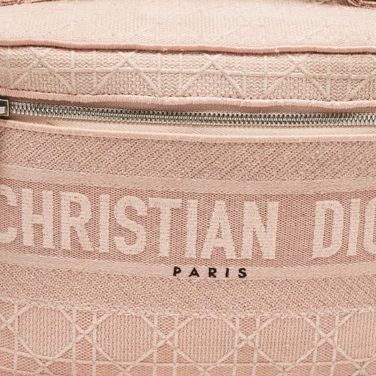 Pre Owned Dior Light Pink Canvas D Lite Vanity Case Bag