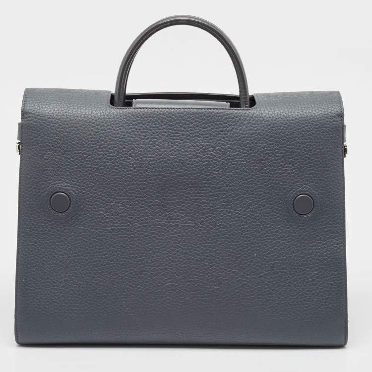 Pre Owned Dior Dark Grey Leather Large Diorever Top Handle Bag