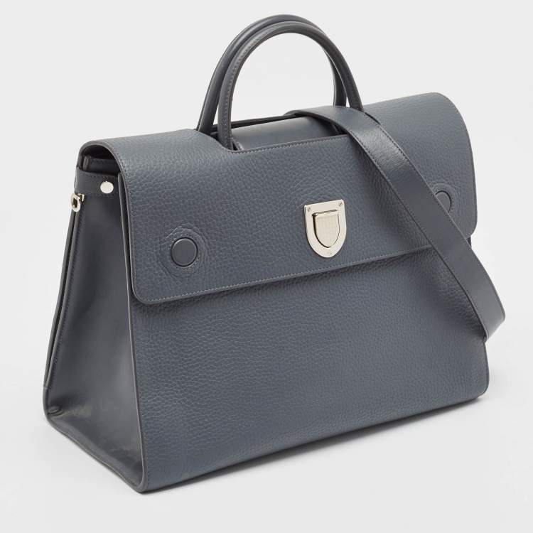 Pre Owned Dior Dark Grey Leather Large Diorever Top Handle Bag