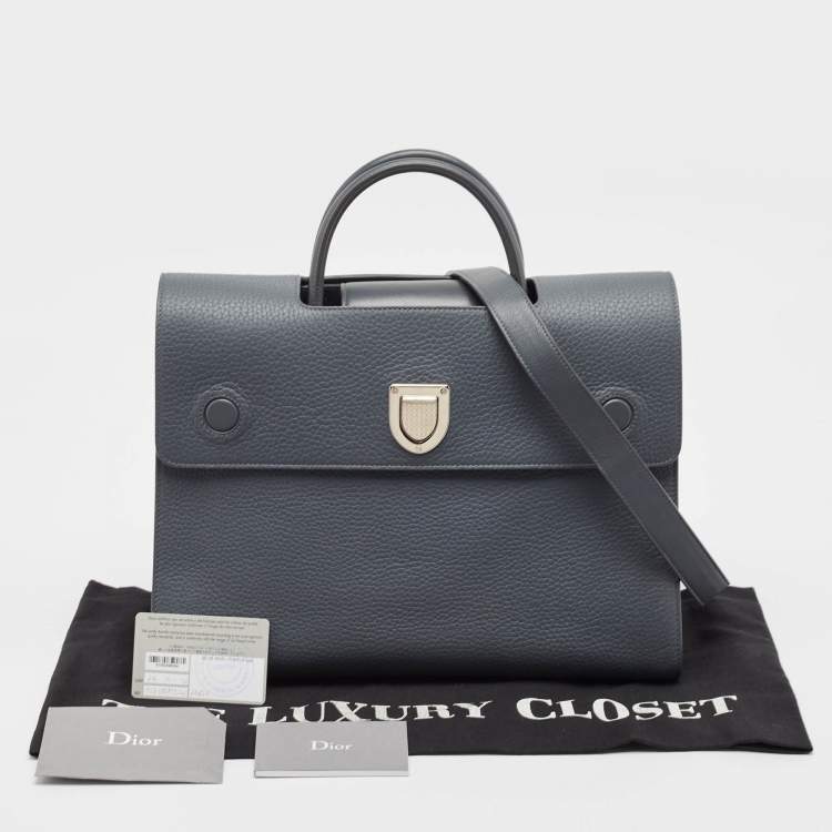 Pre Owned Dior Dark Grey Leather Large Diorever Top Handle Bag
